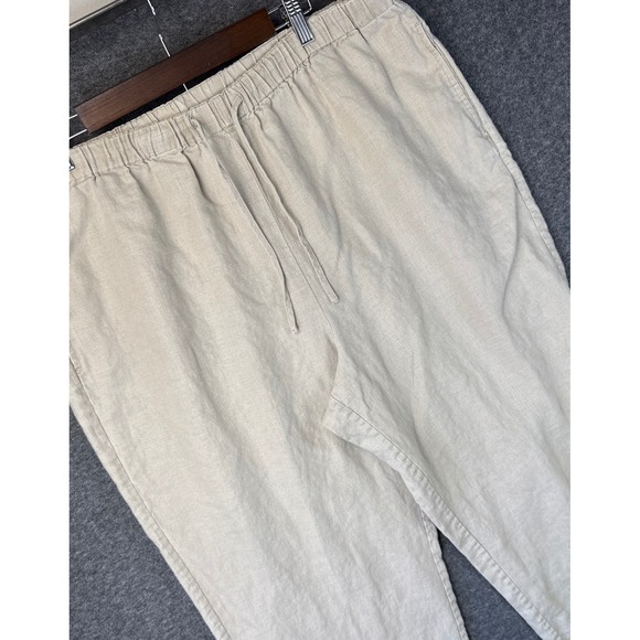 Orvis Pants - Orvis Womens XL 100% Linen Drawstring Elastic Waist Pants Beige Cruise Sailing